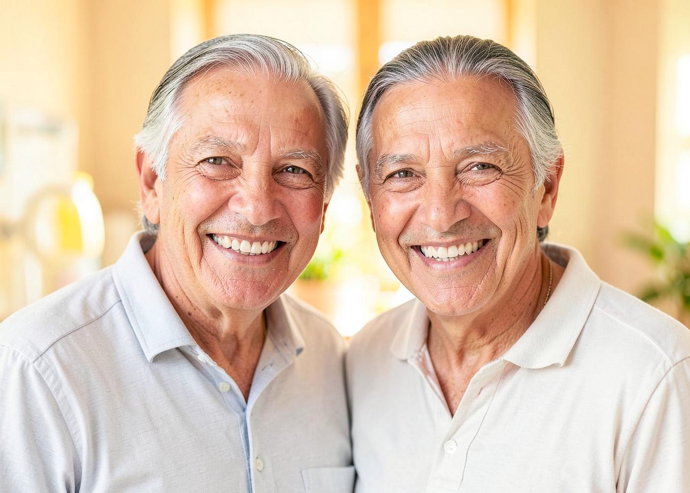 Pacientes adultos mayores con sonrisa saludable